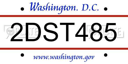 2DST485 District Of Columbia License Plate
