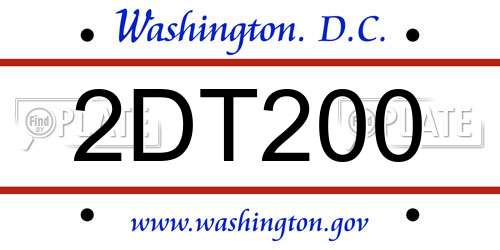 2DT200 District Of Columbia License Plate