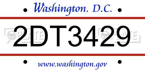 2DT3429 District Of Columbia License Plate