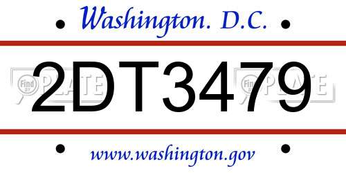 2DT3479 District Of Columbia License Plate
