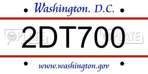 2DT700 District Of Columbia License Plate