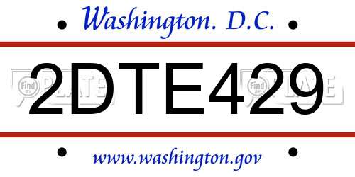 2DTE429 District Of Columbia License Plate