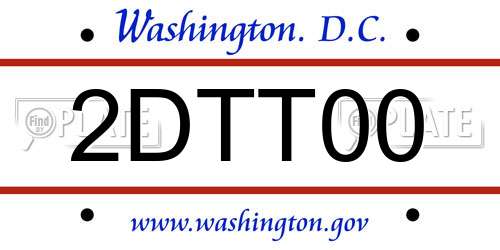 2DTT00 District Of Columbia License Plate