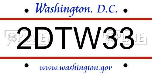 2DTW33 District Of Columbia License Plate