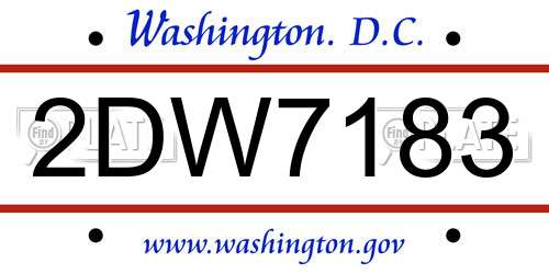 2DW7183 District Of Columbia License Plate