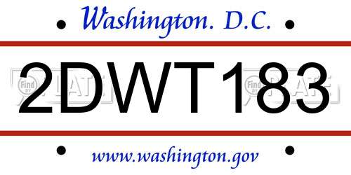 2DWT183 District Of Columbia License Plate