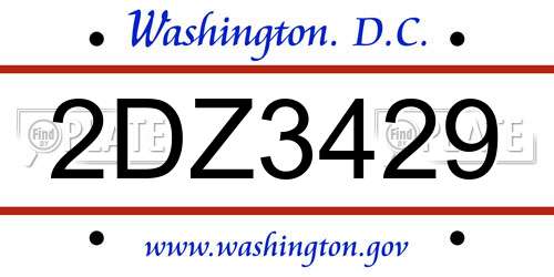 2DZ3429 District Of Columbia License Plate