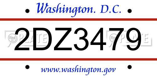 2DZ3479 District Of Columbia License Plate
