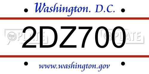 2DZ700 District Of Columbia License Plate