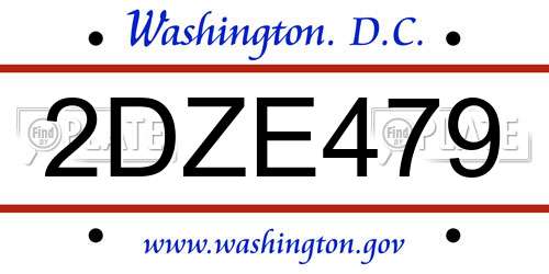 2DZE479 District Of Columbia License Plate