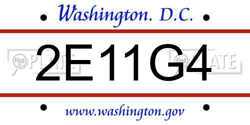 2E11G4 District Of Columbia License Plate