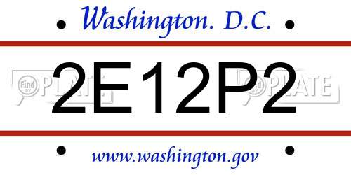 2E12P2 District Of Columbia License Plate
