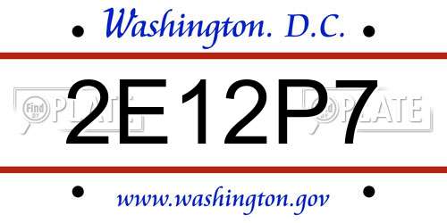 2E12P7 District Of Columbia License Plate