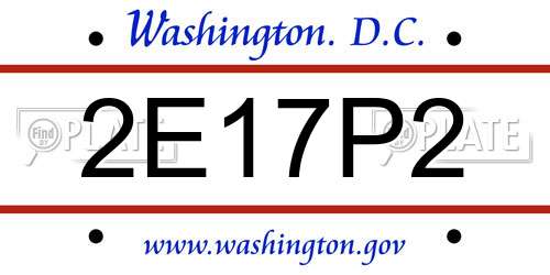 2E17P2 District Of Columbia License Plate