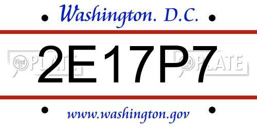 2E17P7 District Of Columbia License Plate