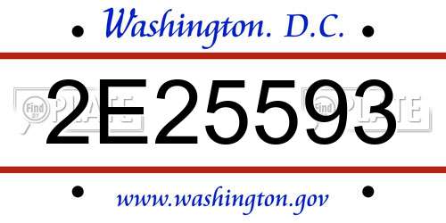 2E25593 District Of Columbia License Plate