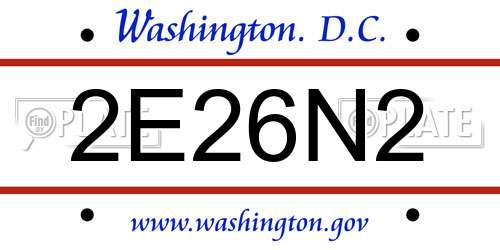2E26N2 District Of Columbia License Plate