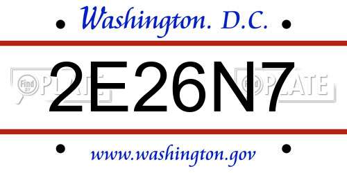 2E26N7 District Of Columbia License Plate