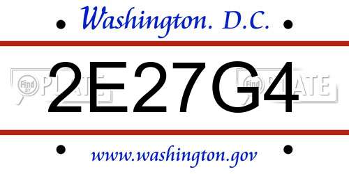 2E27G4 District Of Columbia License Plate
