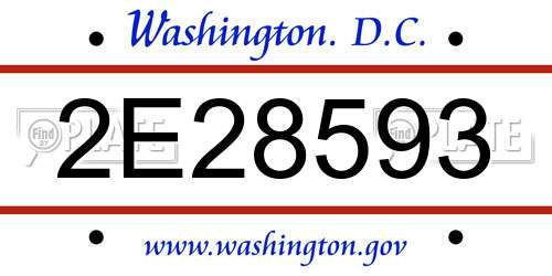2E28593 District Of Columbia License Plate