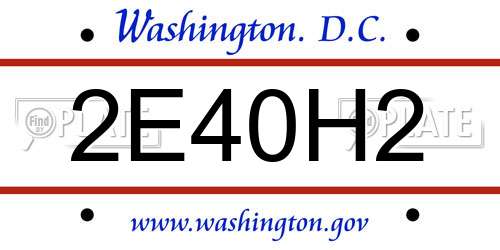 2E40H2 District Of Columbia License Plate