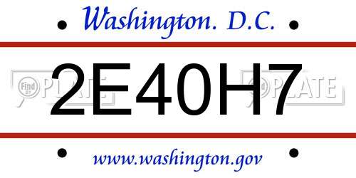 2E40H7 District Of Columbia License Plate