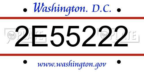2E55222 District Of Columbia License Plate