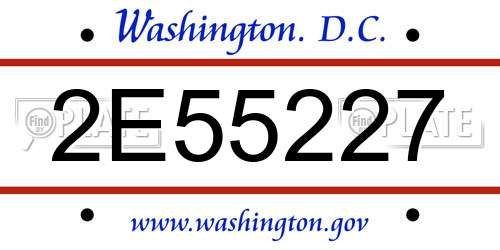 2E55227 District Of Columbia License Plate