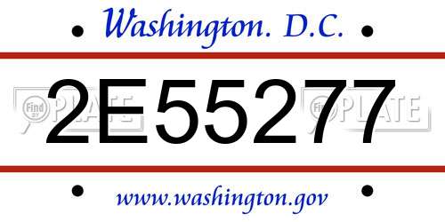 2E55277 District Of Columbia License Plate