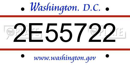 2E55722 District Of Columbia License Plate