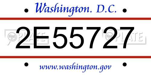 2E55727 District Of Columbia License Plate