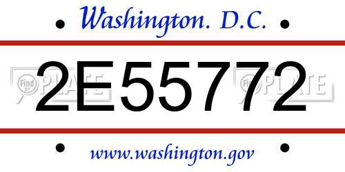 2E55772 District Of Columbia License Plate