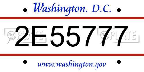 2E55777 District Of Columbia License Plate