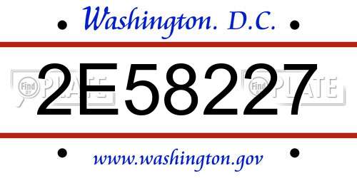 2E58227 District Of Columbia License Plate