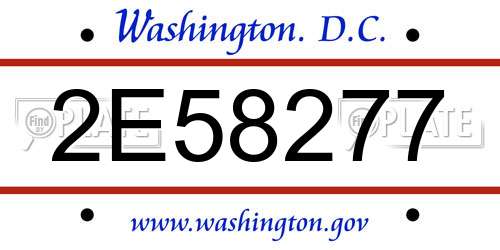 2E58277 District Of Columbia License Plate