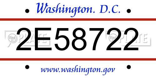 2E58722 District Of Columbia License Plate