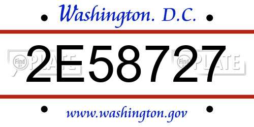 2E58727 District Of Columbia License Plate
