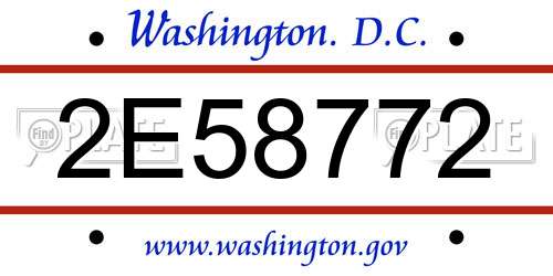 2E58772 District Of Columbia License Plate