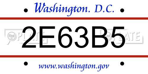 2E63B5 District Of Columbia License Plate