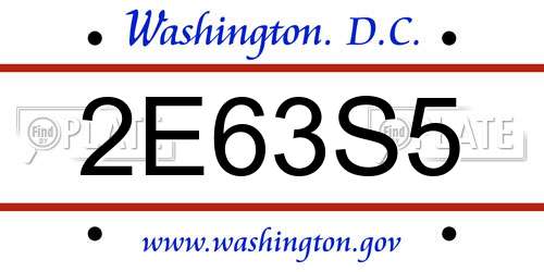 2E63S5 District Of Columbia License Plate