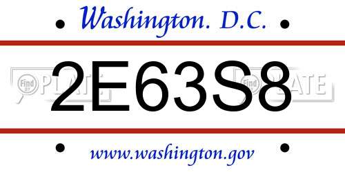 2E63S8 District Of Columbia License Plate