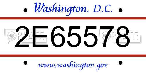 2E65578 District Of Columbia License Plate