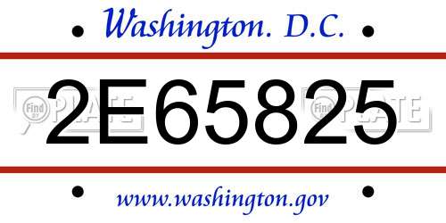 2E65825 District Of Columbia License Plate