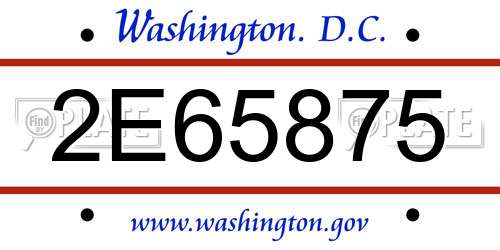 2E65875 District Of Columbia License Plate