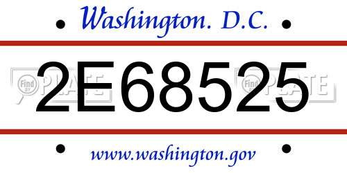 2E68525 District Of Columbia License Plate