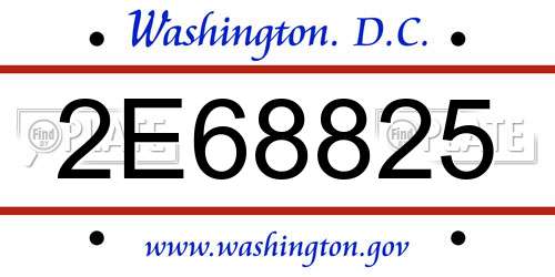 2E68825 District Of Columbia License Plate