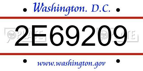2E69209 District Of Columbia License Plate