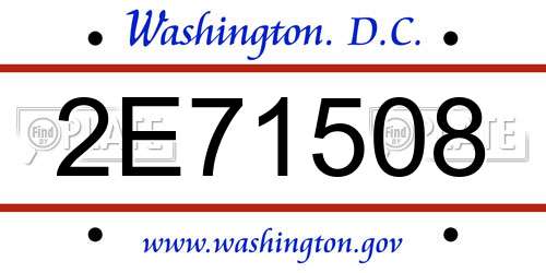 2E71508 District Of Columbia License Plate