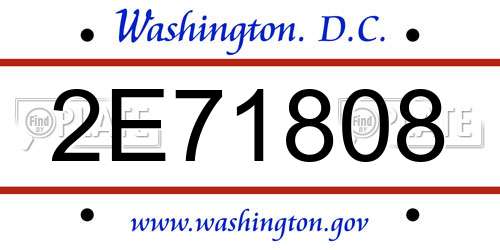 2E71808 District Of Columbia License Plate