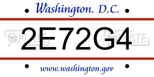 2E72G4 District Of Columbia License Plate